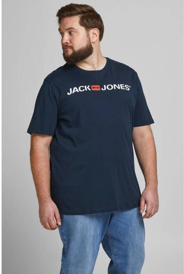JACK & JONES PLUS SIZE T-shirt JJECORP Plus Size met logo donkerblauw