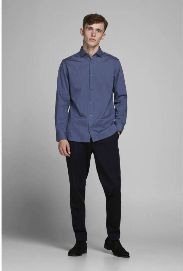 JACK & JONES PREMIUM slim fit overhemd JPRBLAROYAL van biologisch katoen donkerblauw