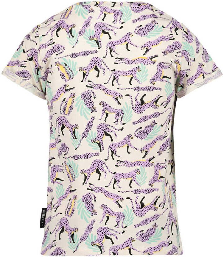 Jake Fischer T-shirt met all over print beige lila