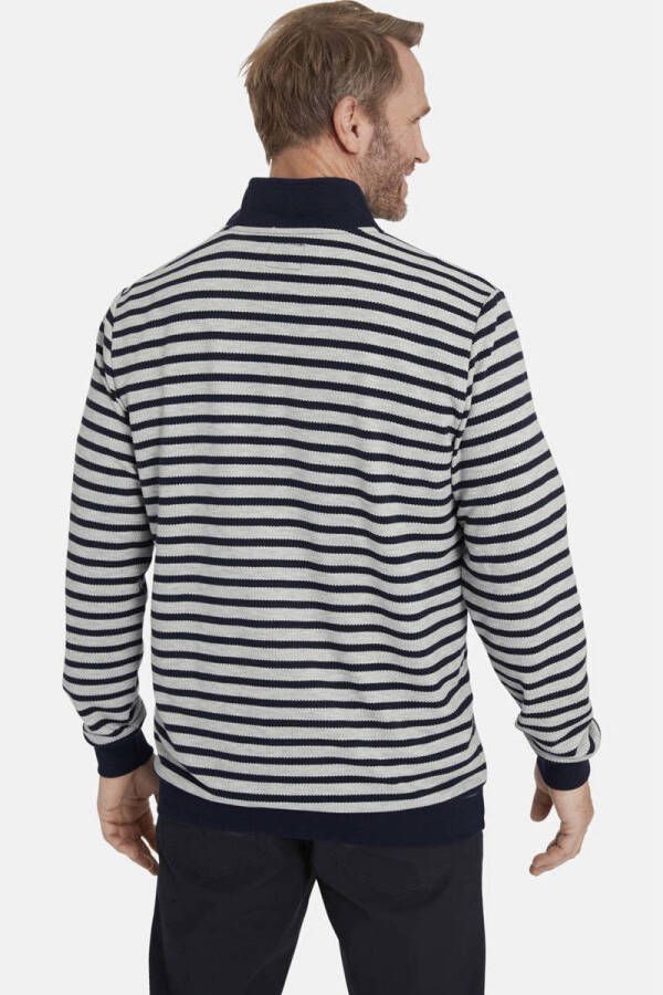 Jan Vanderstorm +FIT Collectie gestreepte sweater FARTEIN Plus Size donkerblauw wit