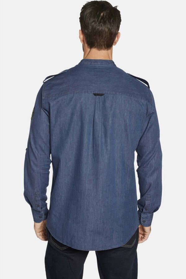 Jan Vanderstorm +FIT Collectie loose fit overhemd BERDE Plus Size blauw