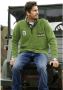 Jan Vanderstorm fleece schipperstrui TOMAS Plus Size met contrastbies en borduursels groen - Thumbnail 2