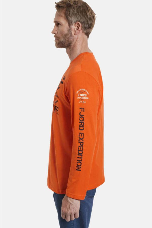 Jan Vanderstorm oversized longsleeve ELION Plus Size met printopdruk oranje