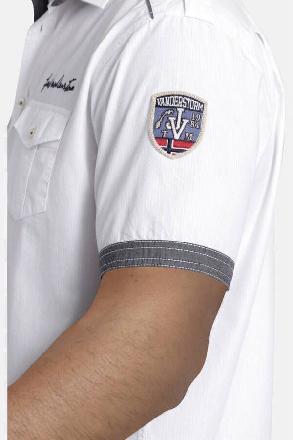 Jan Vanderstorm loose fit overhemd SKIRNIR Plus Size met contrastbies en borduursels wit