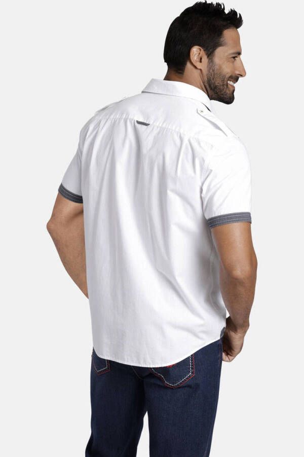 Jan Vanderstorm loose fit overhemd SKIRNIR Plus Size met contrastbies en borduursels wit