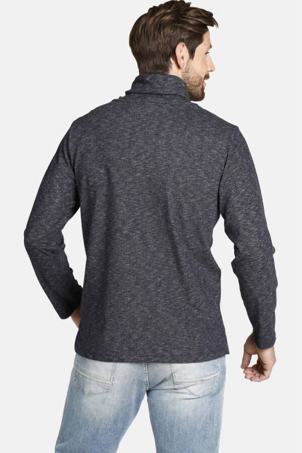 Jan Vanderstorm regular fit sweater Plus Size HAGEN met printopdruk donkerblauw