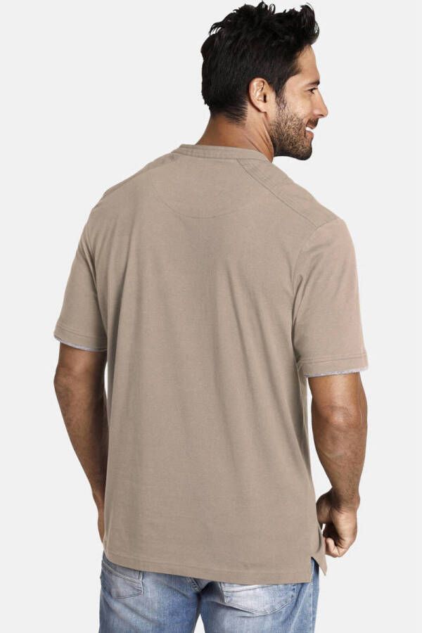 Jan Vanderstorm regular fit T-shirt NANTE Plus Size met printopdruk beige