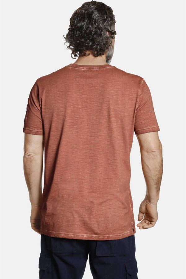 Jan Vanderstorm T-shirt HELGO Plus Size met tekst oranje
