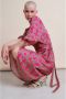 Jane Lushka jurk Colinda Dress met grafische print en plooien roze groen - Thumbnail 3