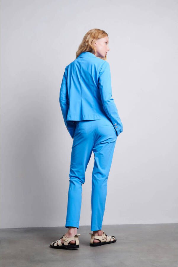 Jane Lushka straight fit broek Dalas van travelstof blauw