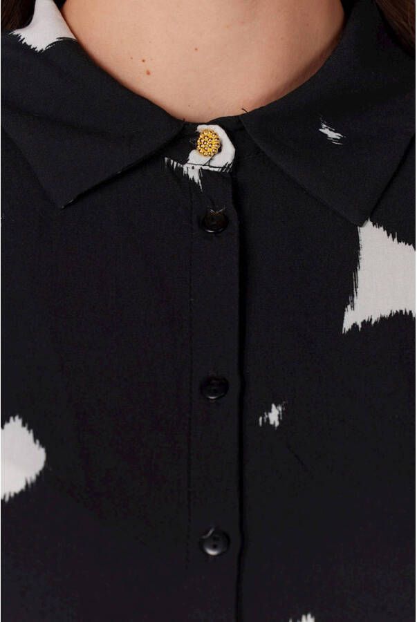 JANSEN Amsterdam geweven blouse Jayda met all over print zwart wit
