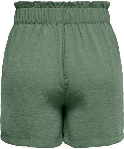 JDY high waist straight fit short GRY met textuur groen