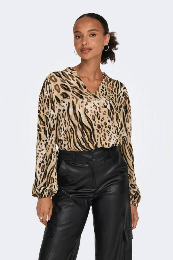 JDY top MAX met dierenprint bruin zwart - Foto 2
