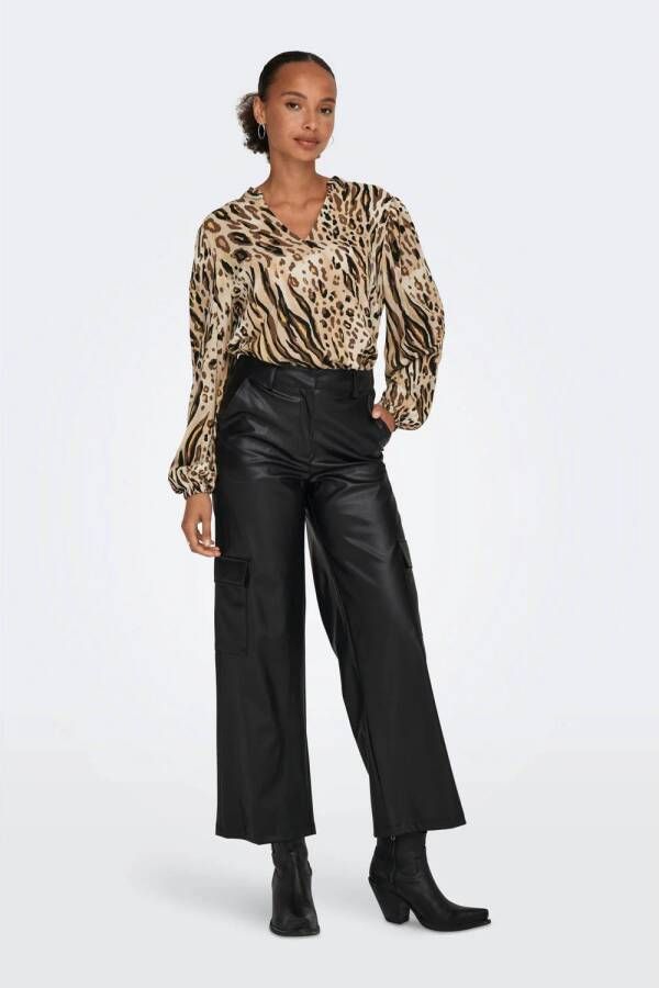 JDY top MAX met dierenprint bruin zwart - Foto 3