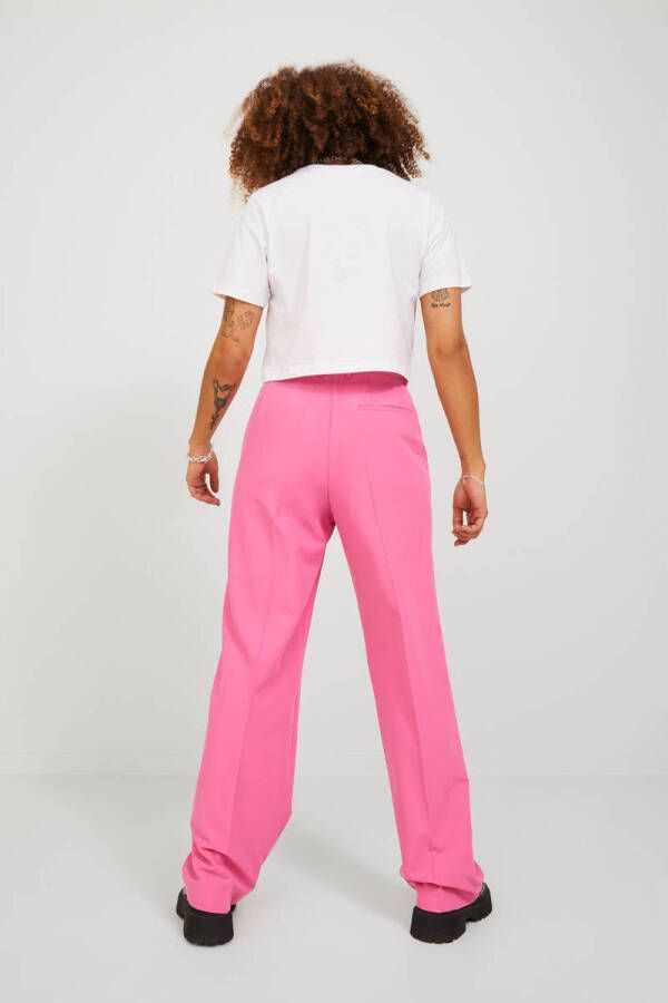 JJXX high waist regular fit pantalon JXMARY van gerecycled polyester roze