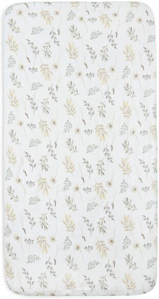Jollein katoenen wieg hoeslaken Wild Flowers 40 50x80 90cm wit beige grijs