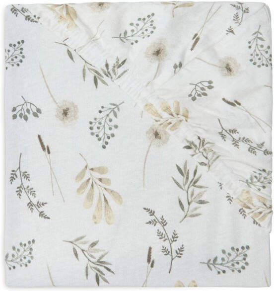 Jollein katoenen wieg hoeslaken Wild Flowers 40 50x80 90cm wit beige grijs
