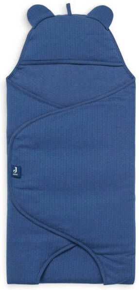 Jollein universele wikkeldeken Basic stripe voor maxi cosi groep 0 jeans blue