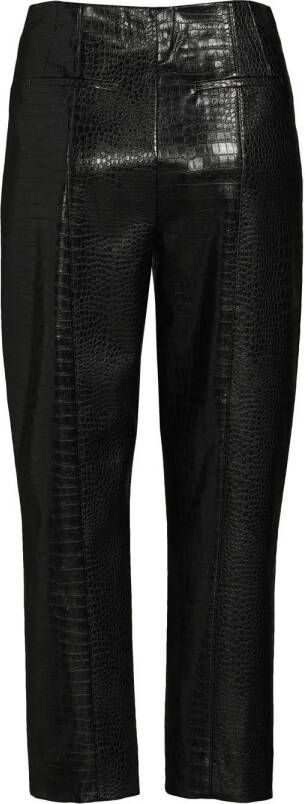 JOSH V imitatieleren cropped high waist slim fit broek Marina met textuur zwart - Foto 2