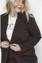 Kaffe Curve Klassieke Blazer met V-Hals en Klepzakken Brown Dames - Thumbnail 2