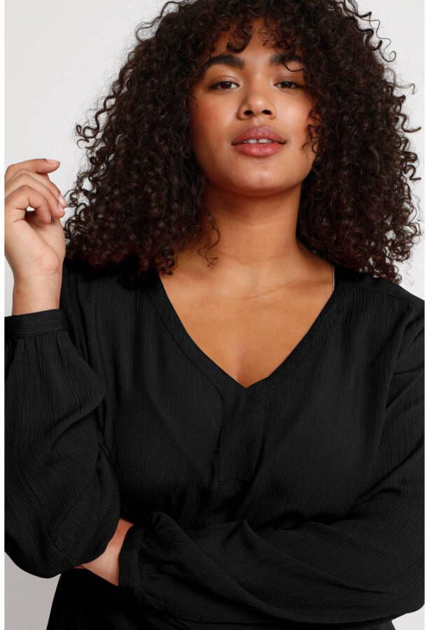 Kaffe Curve top KCami met plooien zwart
