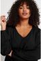 Kaffe Curve Zwart Diep V-Hals Blouse Black Dames - Thumbnail 3