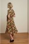 King Louie blousejurk Olive Dress Parra met all over print en ceintuur groen zwart oranje - Thumbnail 2