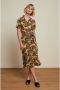 King Louie blousejurk Olive Dress Parra met all over print en ceintuur groen zwart oranje - Thumbnail 3