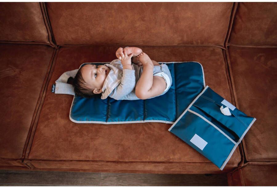 KipKep Napper combi: verschoonmatje + luieretui denim blue