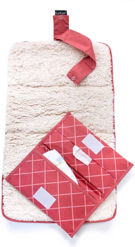 KipKep Napper combi: verschoonmatje met teddy + luieretui dusty clay