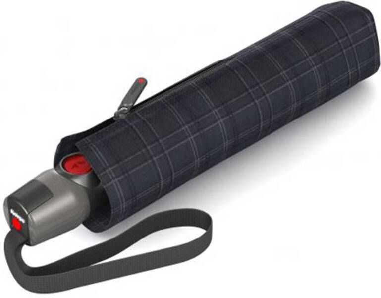Knirps geruite paraplu T-200 Medium Duomatic zwart