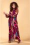 LabeL DOT semi-transparante maxi jurk Saida met all over print en plooien fuchsia blauw - Thumbnail 2