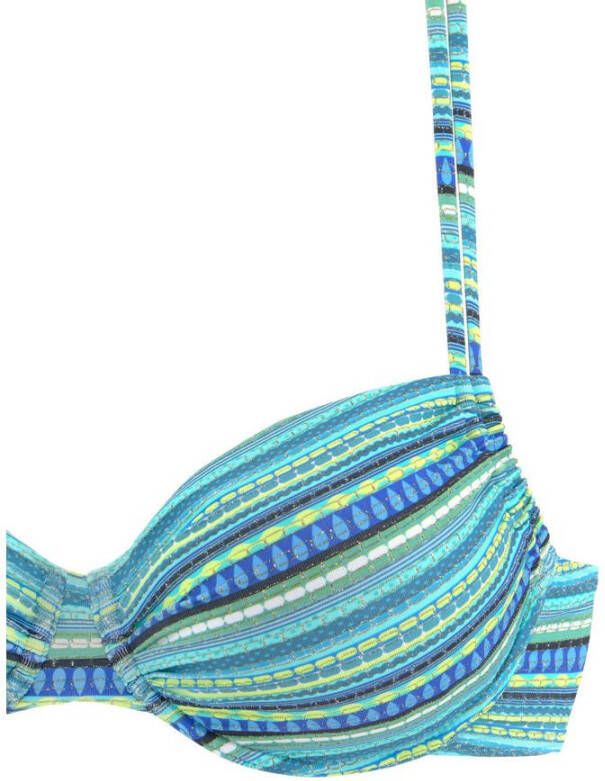 Lascana gestreepte beugel bikini turquoise
