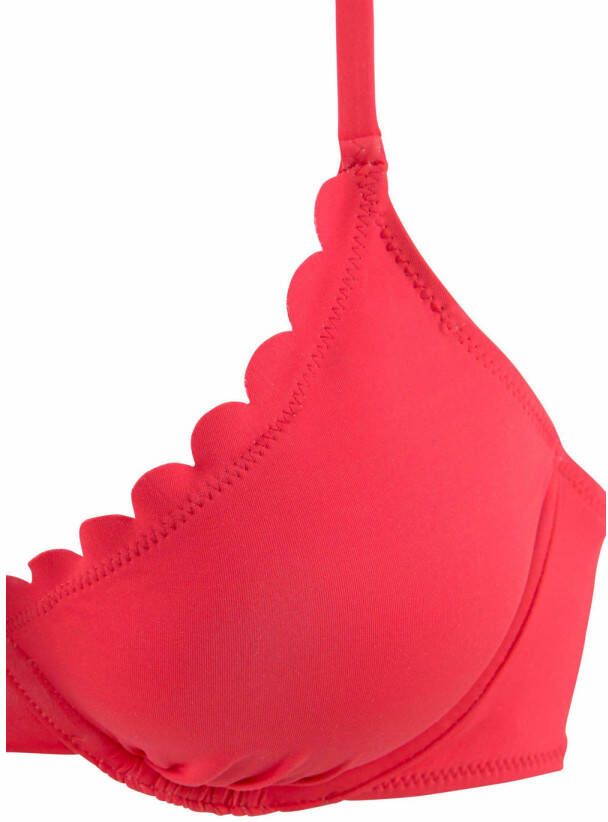 Lascana voorgevormde push-up bikinitop met schulprand rood