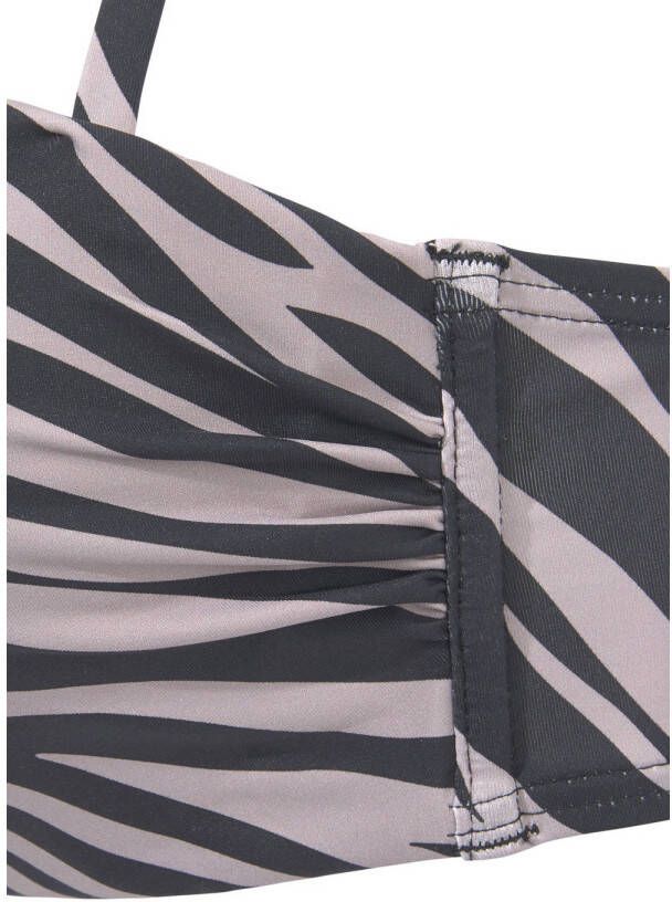 Lascana voorgevormde strapless bandeau bikinitop zwart grijs