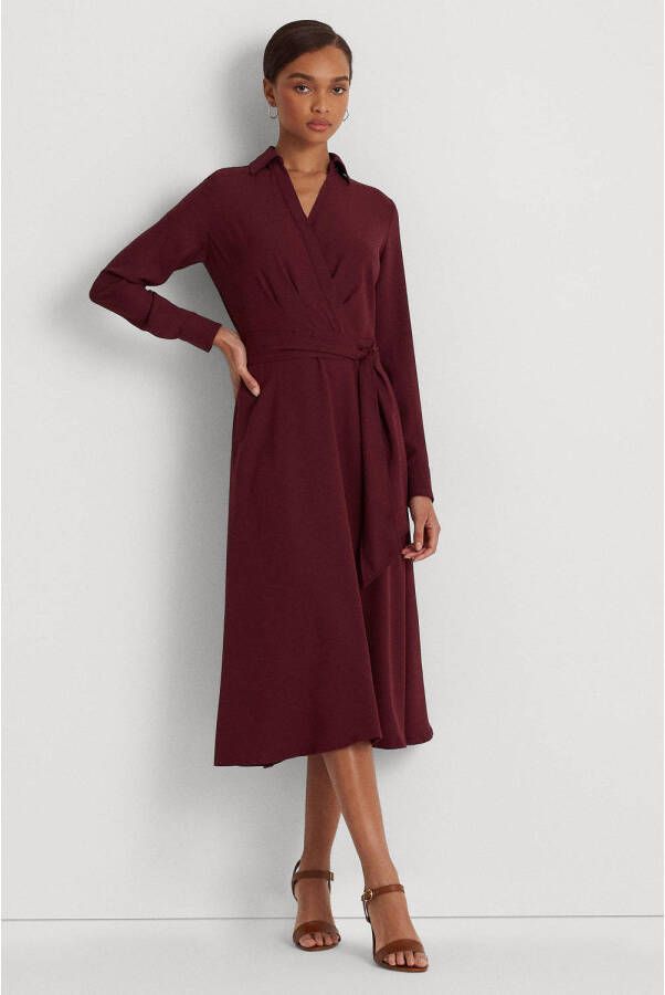 Lauren Ralph Lauren wikkeljurk Rowella met ceintuur donkerrood