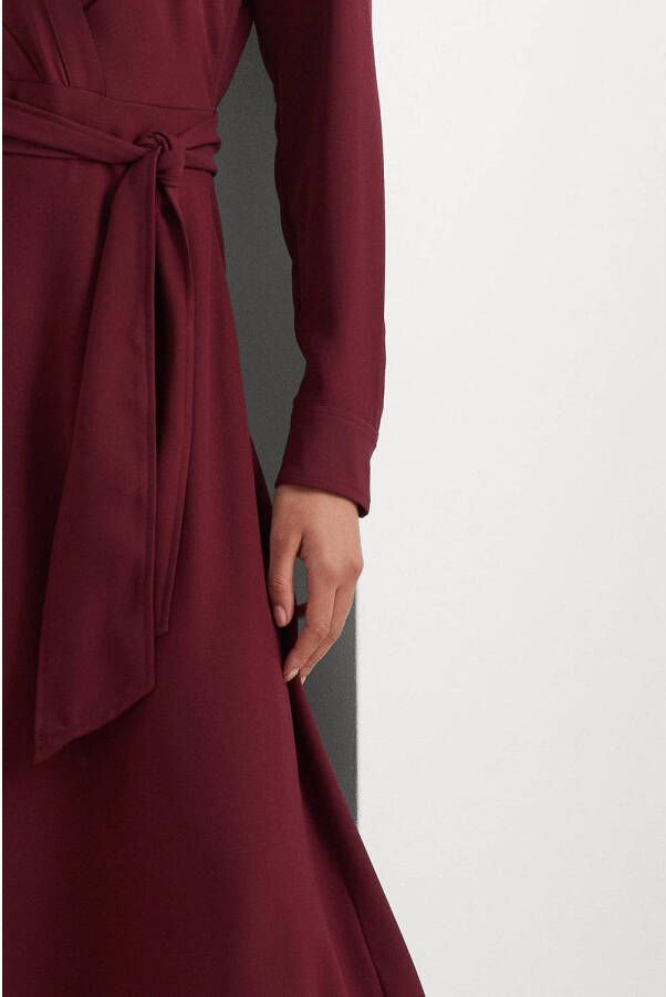 Lauren Ralph Lauren wikkeljurk Rowella met ceintuur donkerrood