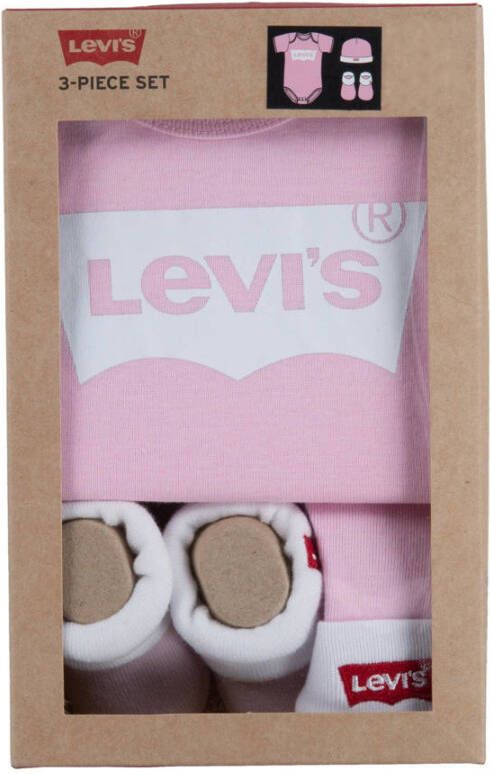 Levi's Kids giftset Classic Batwing met romper roze wit