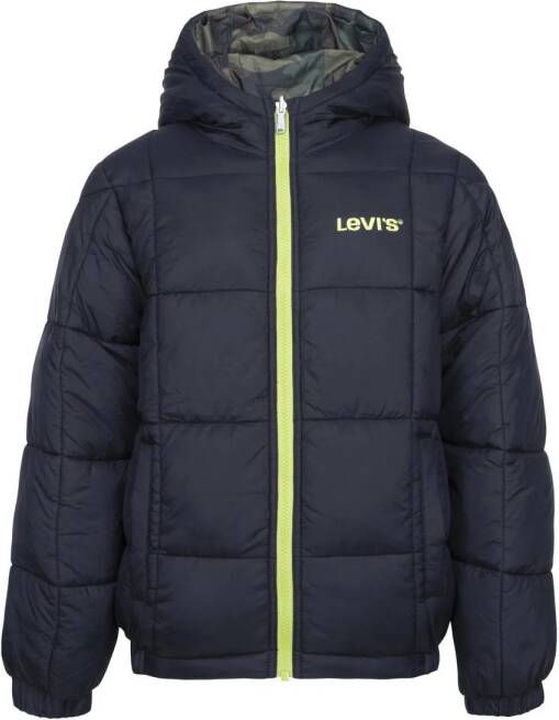 Levi's Kids reversible gewatteerde winterjas met all over print zwart