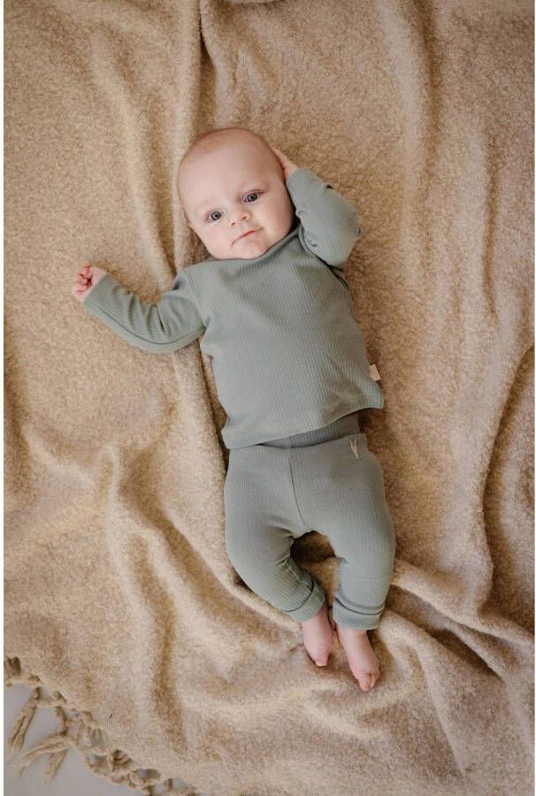 LEVV baby regular fit broek LNOENOS van katoen groen