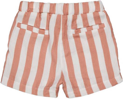 LEVV Girls gestreepte regular fit short Tyler roze-oranje wit