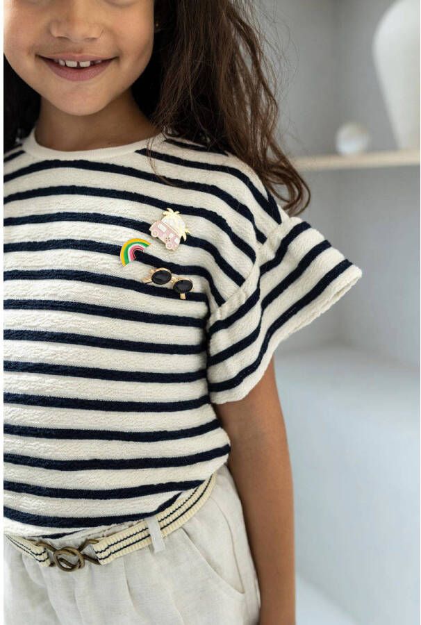 Like Flo gestreept T-shirt marine beige