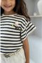 LIKE FLO Meisjes Tops & T-shirts Yd Jacquard Top Blauw wit Gestreept - Thumbnail 5