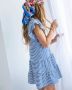 Like Flo gestreepte A-lijn jurk blauw wit Meisjes Stretchkatoen Ronde hals 122 - Thumbnail 2
