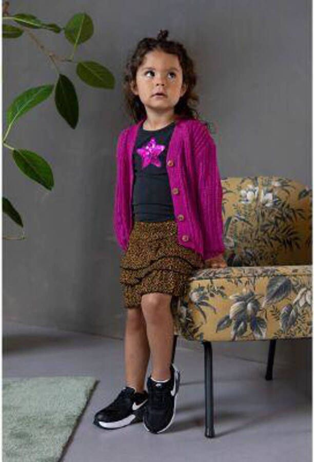 Like Flo rok met all over print en volant bruin