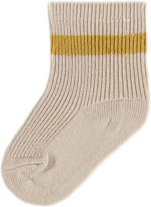 LIL' ATELIER BABY sokken NBFELOVE set van 3 zand geel grijsblauw