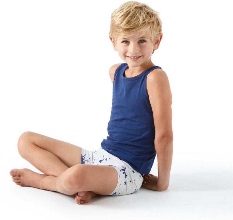 Little Label hemd van katoen set van 3 blauw wit lichtgrijs