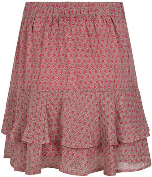 Lofty Manner mini rok Skirt Karmijn met all over print roze