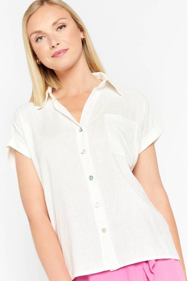 LOLALIZA blouse met linnen wit - Foto 3