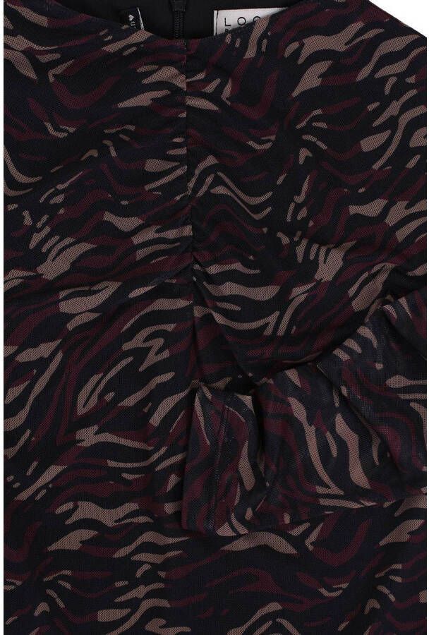 LOOXS 10sixteen top met camouflageprint en mesh zwart wijnrood